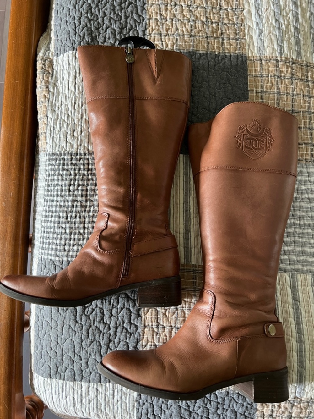 Cognac Leather Knee-High Boots